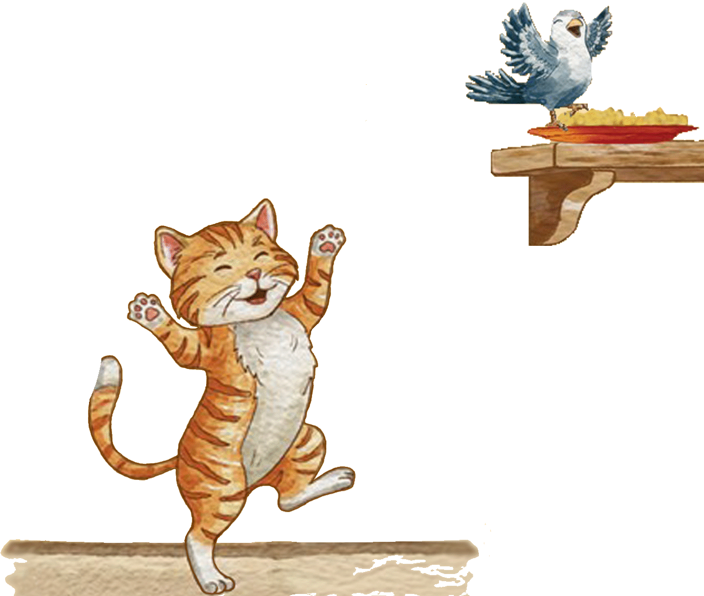 Cat jumping on cloud illustration